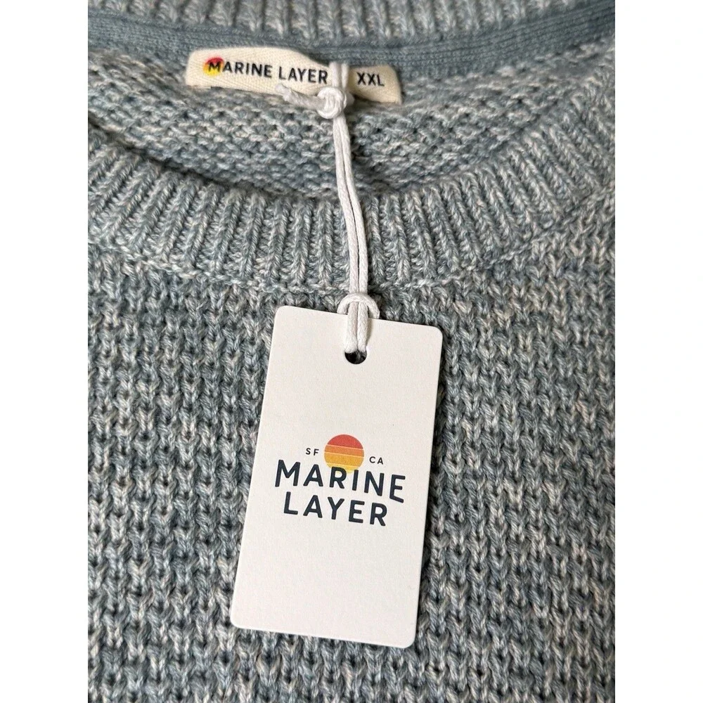 Marine Layer Men’s XXL NEW Marl Crew Neck Heavy Sweater Topaz NWT MSRP:$138